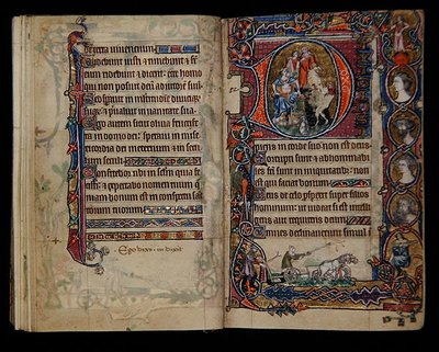 Davide e il folle, iniziale istoriata dal Salterio di Macclesfield, Uso di Sarum, East Anglia, c.1330 da English School
